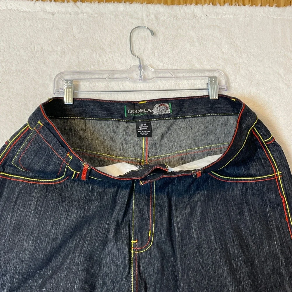 Dodeca Genuine Jeans Mens 40x34 Dark Wash Baggy Wide Leg Y2K Hip Hop Streetwear